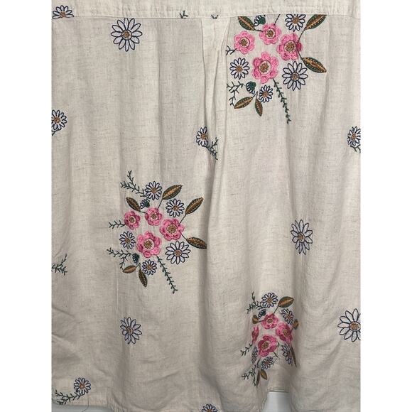 Women's Floral Embroidered Camp Button Down Shirt Sz S Cotton Boho Resort - Picture 5 of 9